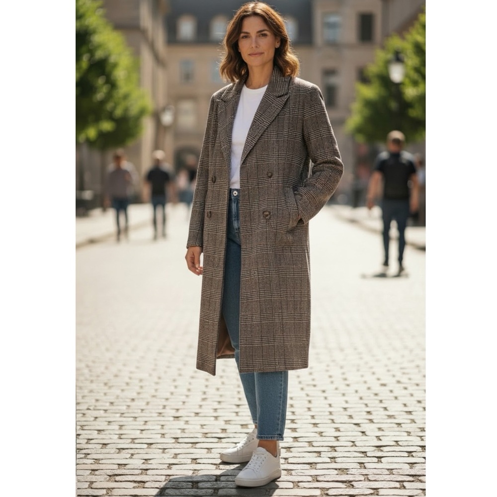 Commense valor plaid oversized overcoat NEW XS